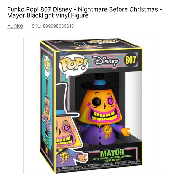 Disney Other - Funko Pop! 807 Disney - Nightmare Before Christmas - Mayor Sold‼️